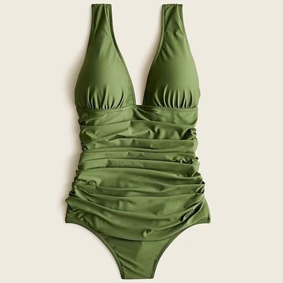 J. Crew Other - NWT! J. Crew Ruched Femme One-piece Swimsuit in Safari Green Size 24/3X